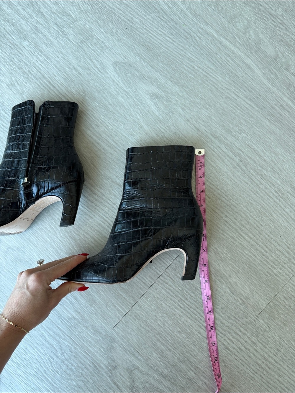 Everlane Black Croc-Embossed Ankle Boots